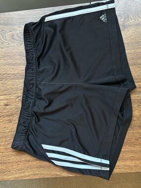 adidas Black Shorts with Silver Stripe Detailing